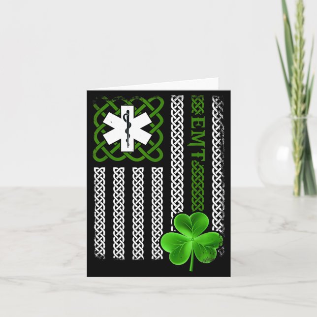 Funny Ems Emt Paramedic Gift St Patricks Day Shirt Card (Front)