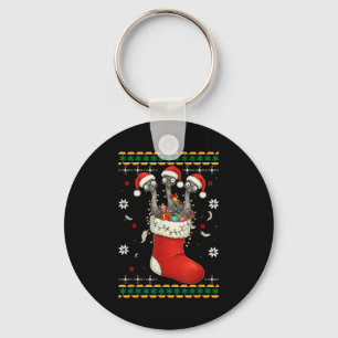 Funny Emu Bird In Xmas Socks Lights Christmas  Key Ring