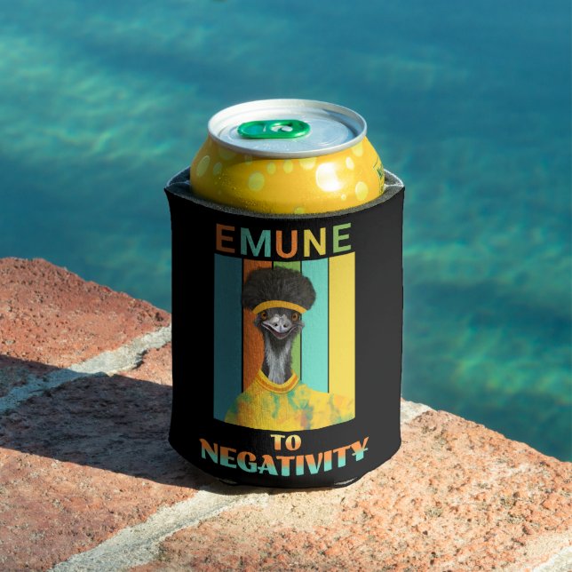 Funny Emu Bird Pun - Emune to Negativity  Can Cooler (In Situ Pool)