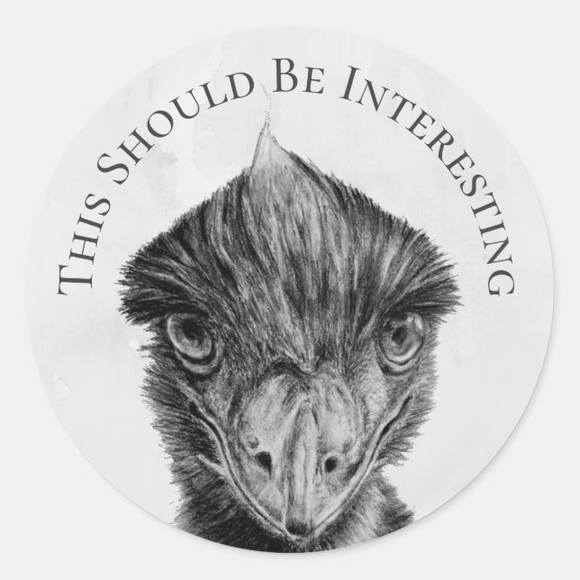 Funny Emu Envelope Sticker - Should Be Interesting (Front)