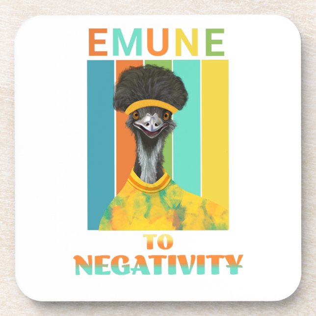 Funny Emu Pun - Emune to Negativity  Coaster (Front)