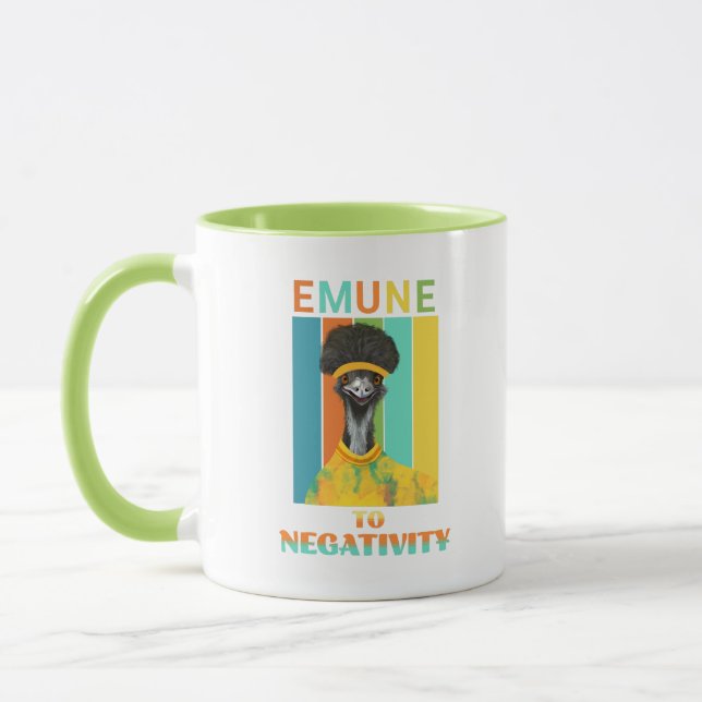 Funny Emu Pun - Emune To Negativity  Mug (Left)