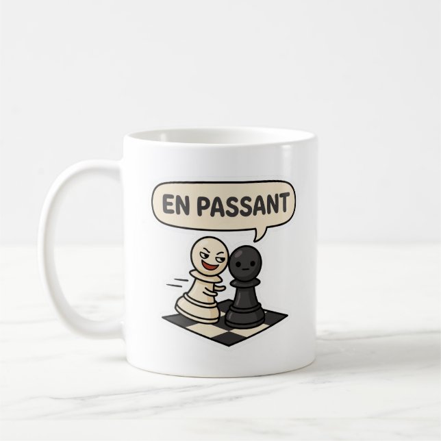 Funny En Passant Chess Player Coffee Mug (Left)