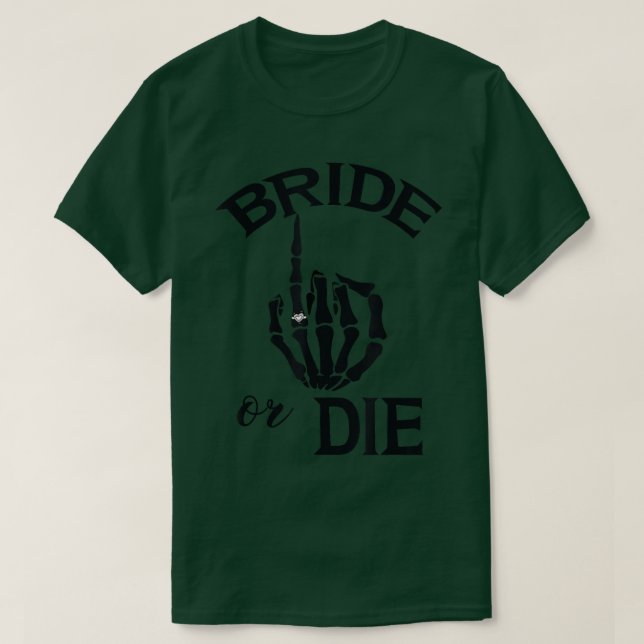 Funny Engaged Bride Skeleton Hand Wedding Ring For T-Shirt (Design Front)