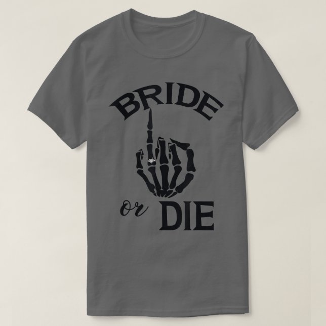 Funny Engaged Bride Skeleton Hand Wedding Ring For T-Shirt (Design Front)