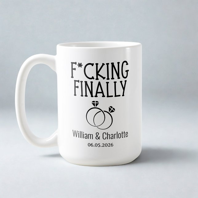 Funny Engagement Mug, F*cking Finally Mug, Couple  Coffee Mug (Creator Uploaded)