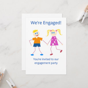 Funny Engagement Party Stick Figure Invitation