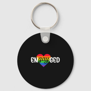 Funny Engayged Gay Couple Engagement Party Rainbow Key Ring