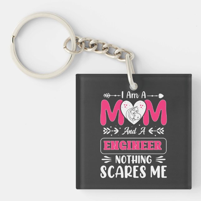 Funny Engineer Mum, Engineer Mum Key Ring (Front)