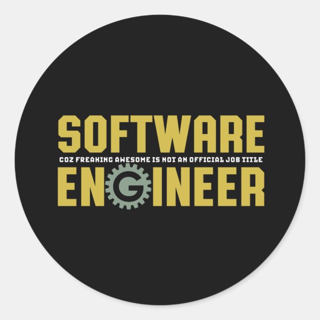 Funny Engineer Software Engineering and Programmer Classic Round Sticker (Front)