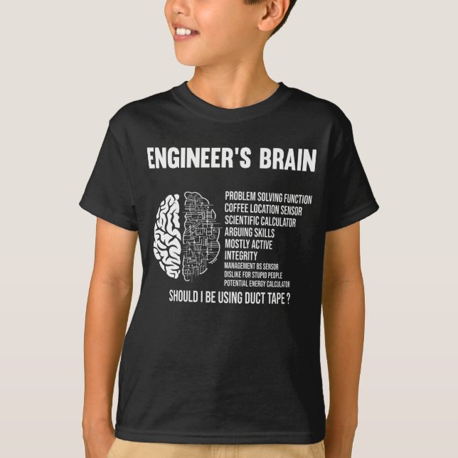 Funny Engineering Humour Brain Engineer Joke T-Shirt (Front)