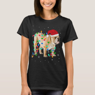 Funny English Bulldog Christmas Light Gifts Xmas T-Shirt