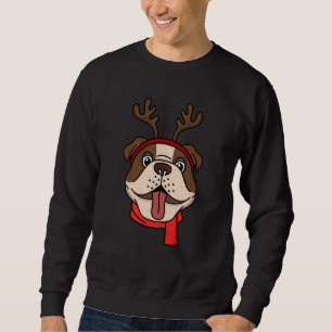Funny English Bulldog Christmas Reindeer Antlers X Sweatshirt