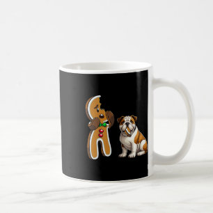 Funny English Bulldog Dog Biting Gingerbread Merry Coffee Mug