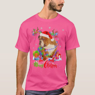 Funny English Bulldog Dog Merry Christmas Party Fa T-Shirt