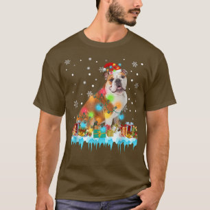 Funny English Bulldog Dog Tree Christmas Lights Xm T-Shirt