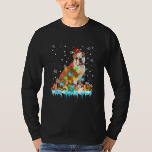 Funny English Bulldog Dog Tree Christmas Lights Xm T-Shirt