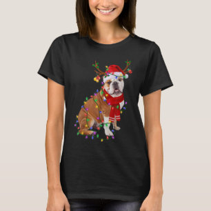 Funny English Bulldog Dog Tree Christmas Lights Xm T-Shirt