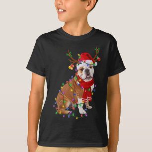 Funny English Bulldog Dog Tree Christmas Lights Xm T-Shirt