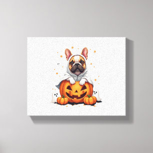 Funny English Bulldog Ghost Boo Halloween Womens M Canvas Print