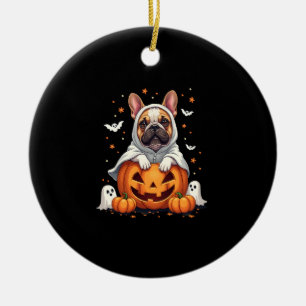 Funny English Bulldog Ghost Boo Halloween Womens M Ceramic Tree Decoration