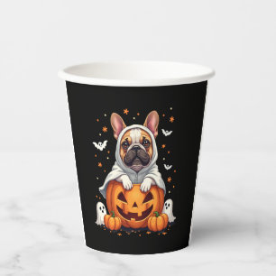 Funny English Bulldog Ghost Boo Halloween Womens M Paper Cups