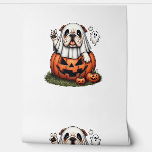 Funny English Bulldog Ghost Boo Halloween Womens M Wallpaper