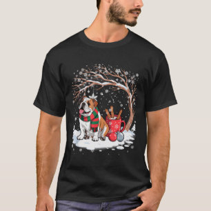 Funny English Bulldog In The Snow Tree Christmas W T-Shirt
