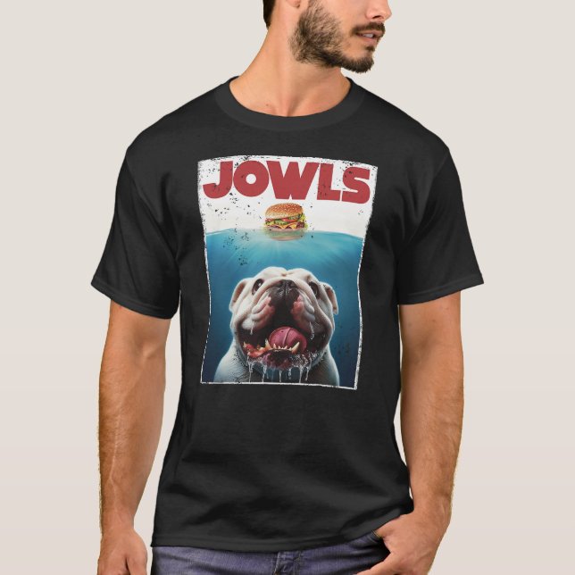 Funny English Bulldog Jowls British Bully Burger D T-Shirt (Front)