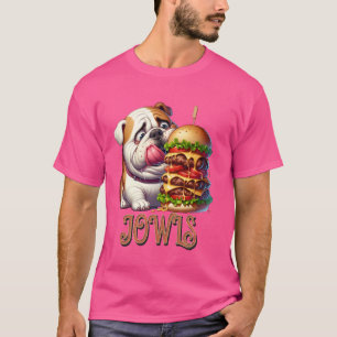 Funny English Bulldog Jowls Burger Bully, Dog Mum, T-Shirt