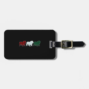 Funny English Bulldog Red Plaid Christmas Dog Love Luggage Tag