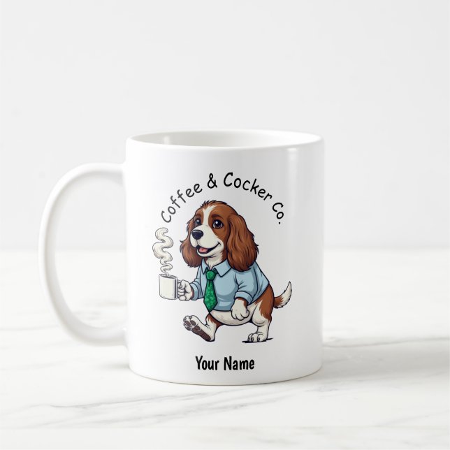 Funny English Cocker Spaniel Business Suit Coffee  Mug (Left)
