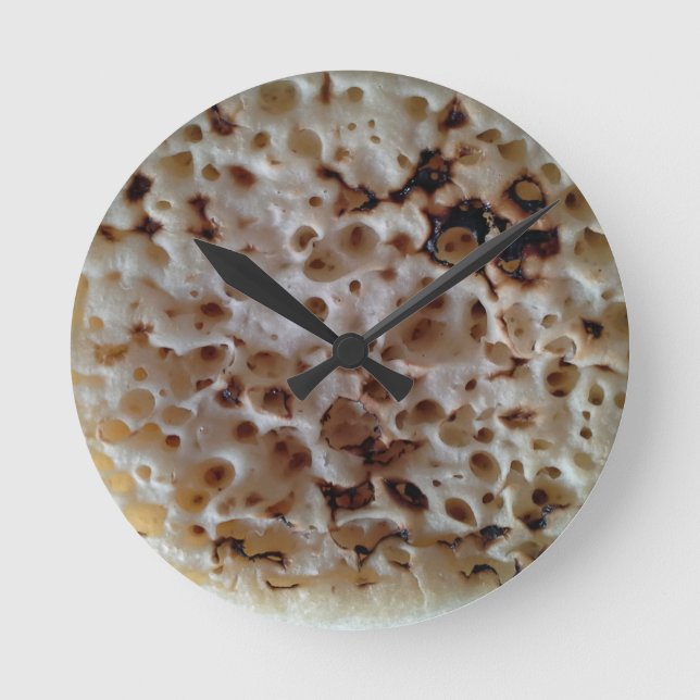Funny English Crumpet Food Wall Clock (Front)