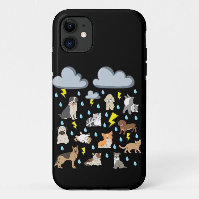 Funny English Idiom Raining Cats and Dogs Puppies  Case-Mate iPhone Case (Back)