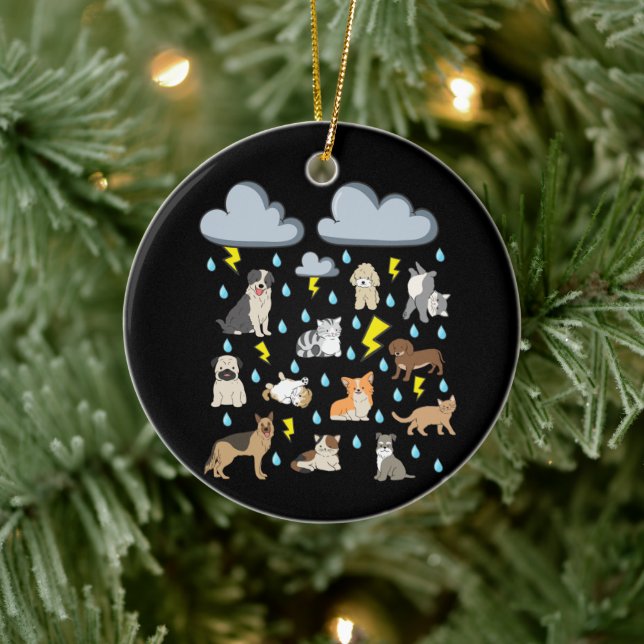 Funny English Idiom Raining Cats and Dogs Puppies  Ceramic Tree Decoration (Tree)