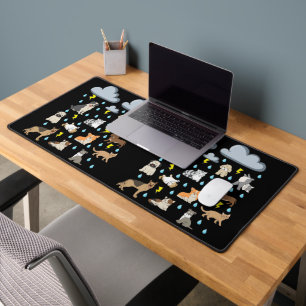 Funny English Idiom Raining Cats and Dogs Puppies  Desk Mat