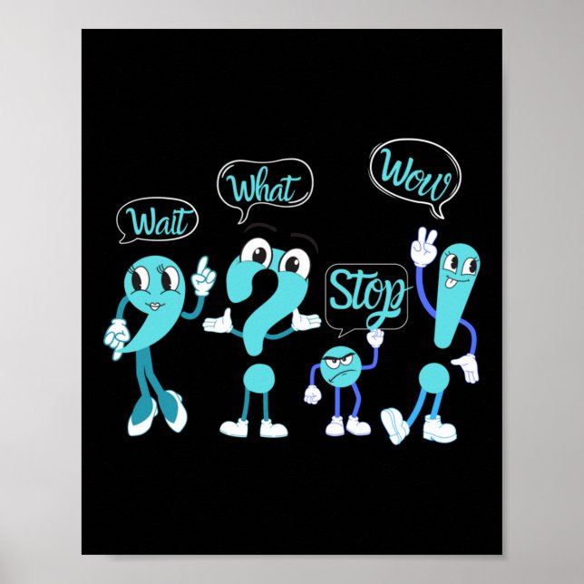 Funny English Punctuation Design Sticker  Poster (Front)