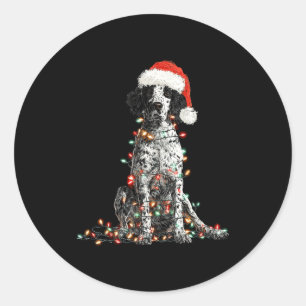 Funny English Setter Christmas Graphics Dog Lights Classic Round Sticker