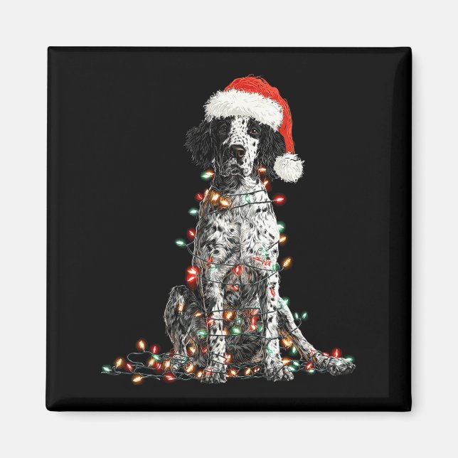 Funny English Setter Christmas Graphics Dog Lights Magnet (Front)