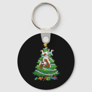 Funny English Springer Spaniel Dog Christmas Tree  Key Ring