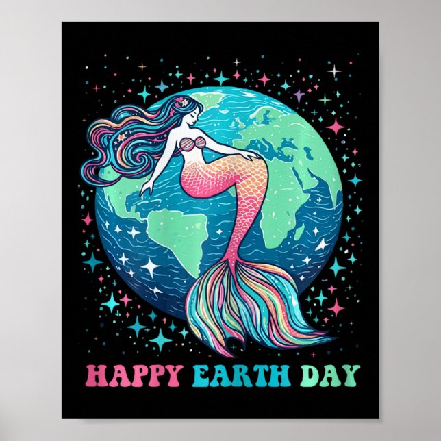 Funny Environment Cute Tail Mermaid Colourful Happ Poster (Front)