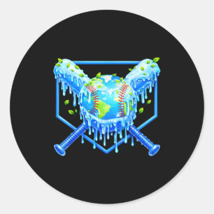 Funny environment planet baseball earth day men bo classic round sticker