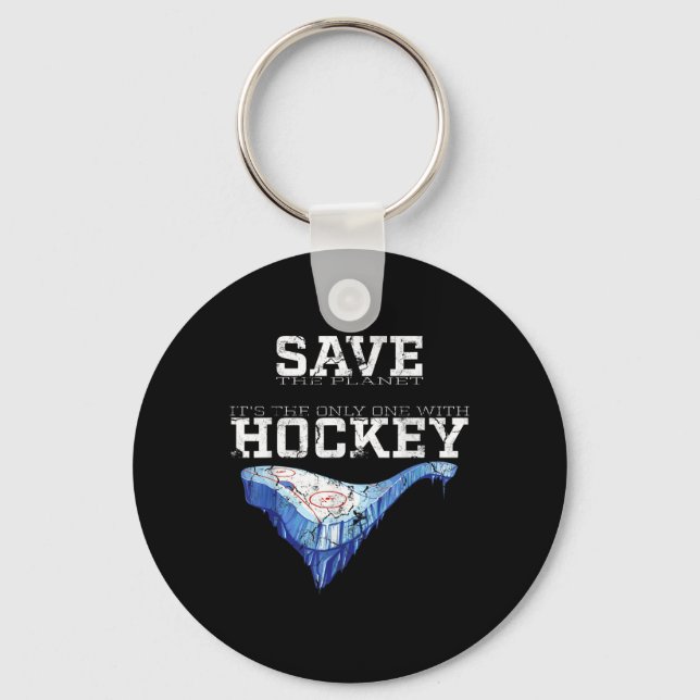 Funny Environmental Protection Save Hockey Planet  Key Ring (Front)