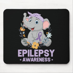 Funny Epilepsy Awareness Flower Elephant Ribbon 1 Mouse Pad