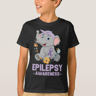 Funny Epilepsy Awareness Flower Elephant Ribbon 1 T-Shirt