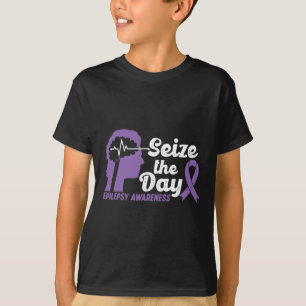 Funny Epilepsy Awareness Seize The Day Ribbon 1 T-Shirt