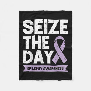 Funny Epilepsy Awareness Seize The Day Ribbon Fleece Blanket