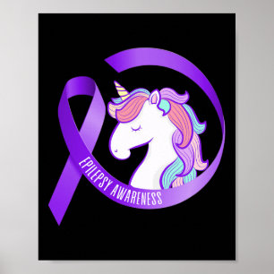Funny Epilepsy Awareness Unicorn Ribbon 1 Poster