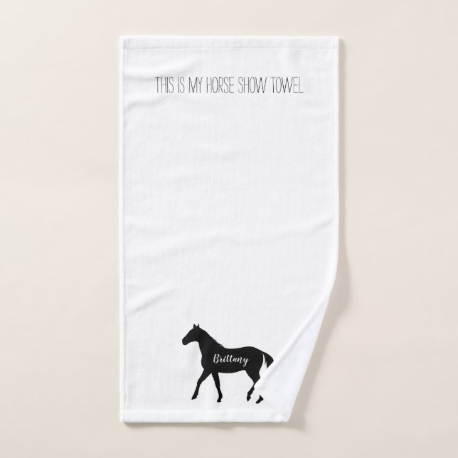 Funny Equestrian Black Horse Name Horse Show  Hand Towel (Hand Towel)