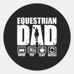 Funny Equestrian Dad Horse Rider Father Humour Fat Classic Round Sticker